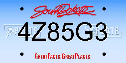 4Z85G3 South Dakota License Plate
