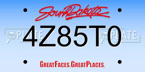 4Z85T0 South Dakota License Plate