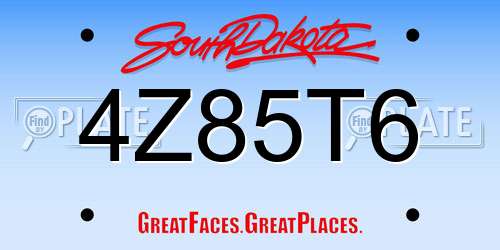 4Z85T6 South Dakota License Plate