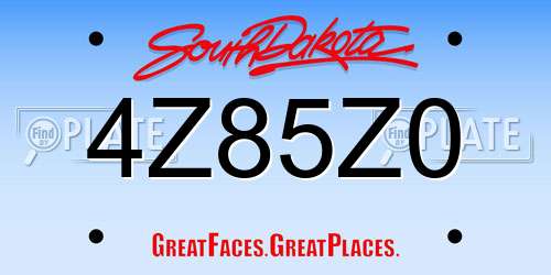 4Z85Z0 South Dakota License Plate