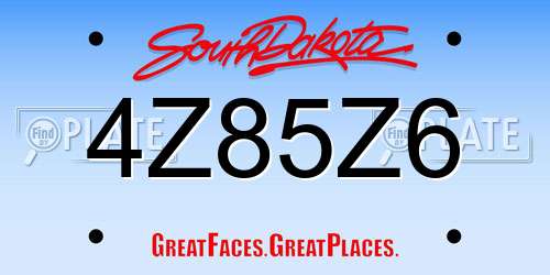 4Z85Z6 South Dakota License Plate