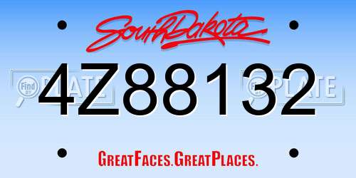 4Z88132 South Dakota License Plate
