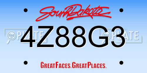 4Z88G3 South Dakota License Plate