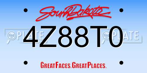4Z88T0 South Dakota License Plate
