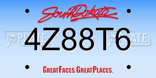 4Z88T6 South Dakota License Plate