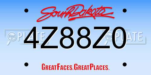 4Z88Z0 South Dakota License Plate