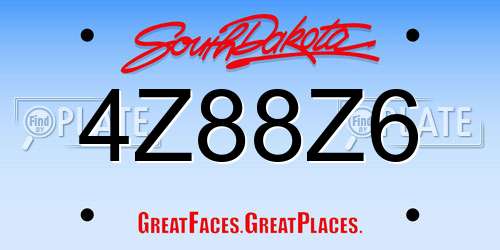 4Z88Z6 South Dakota License Plate