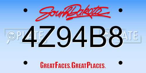 4Z94B8 South Dakota License Plate