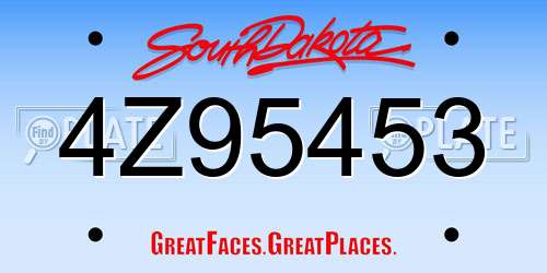 4Z95453 South Dakota License Plate