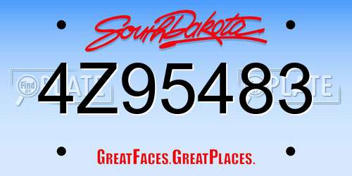 4Z95483 South Dakota License Plate