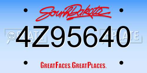 4Z95640 South Dakota License Plate