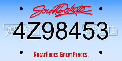 4Z98453 South Dakota License Plate