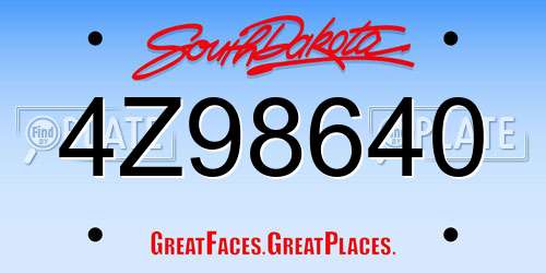 4Z98640 South Dakota License Plate