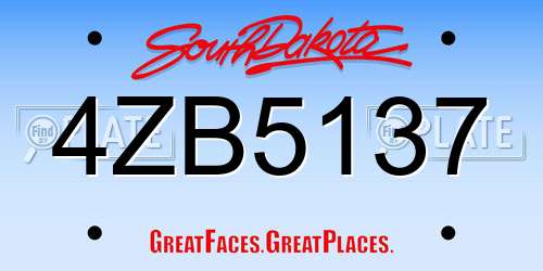 4ZB5137 South Dakota License Plate