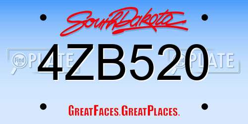4ZB520 South Dakota License Plate
