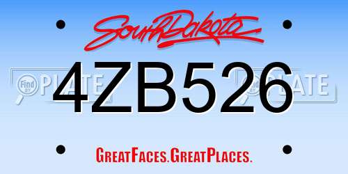 4ZB526 South Dakota License Plate