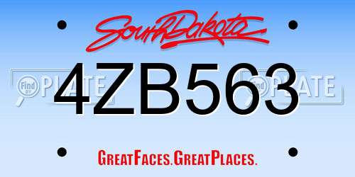 4ZB563 South Dakota License Plate