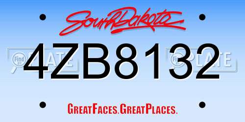 4ZB8132 South Dakota License Plate