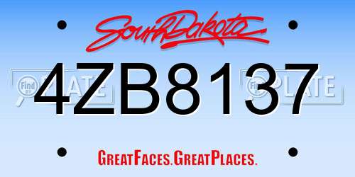 4ZB8137 South Dakota License Plate