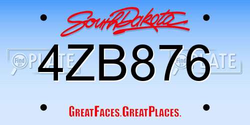 4ZB876 South Dakota License Plate