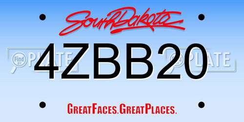4ZBB20 South Dakota License Plate