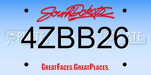 4ZBB26 South Dakota License Plate
