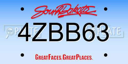 4ZBB63 South Dakota License Plate