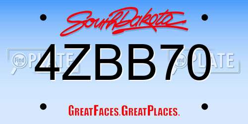 4ZBB70 South Dakota License Plate