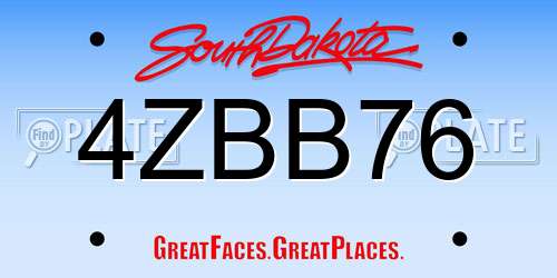 4ZBB76 South Dakota License Plate