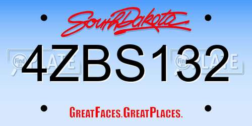 4ZBS132 South Dakota License Plate