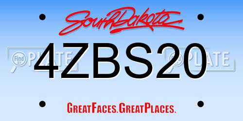 4ZBS20 South Dakota License Plate