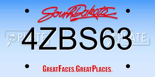 4ZBS63 South Dakota License Plate