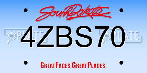 4ZBS70 South Dakota License Plate