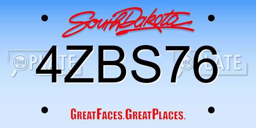 4ZBS76 South Dakota License Plate