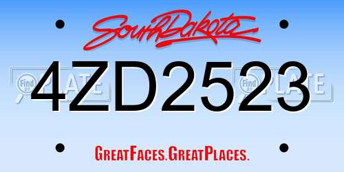 4ZD2523 South Dakota License Plate