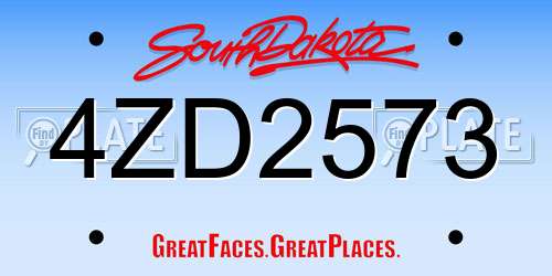 4ZD2573 South Dakota License Plate