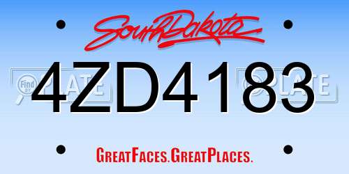 4ZD4183 South Dakota License Plate