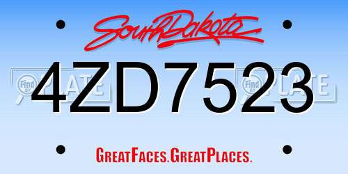 4ZD7523 South Dakota License Plate