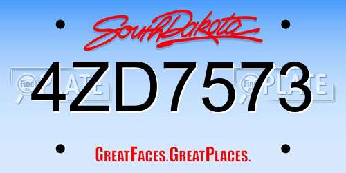 4ZD7573 South Dakota License Plate