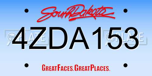 4ZDA153 South Dakota License Plate