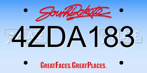 4ZDA183 South Dakota License Plate
