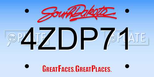 4ZDP71 South Dakota License Plate