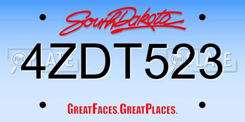 4ZDT523 South Dakota License Plate