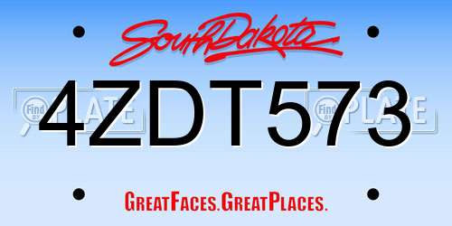 4ZDT573 South Dakota License Plate