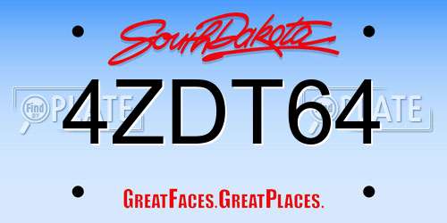 4ZDT64 South Dakota License Plate