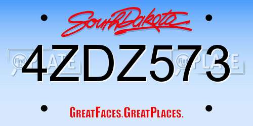 4ZDZ573 South Dakota License Plate
