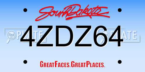 4ZDZ64 South Dakota License Plate