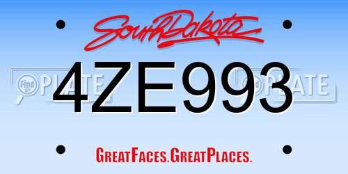 4ZE993 South Dakota License Plate