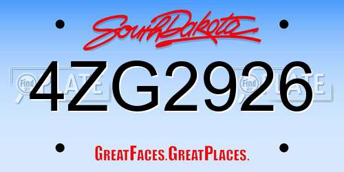 4ZG2926 South Dakota License Plate