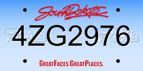 4ZG2976 South Dakota License Plate